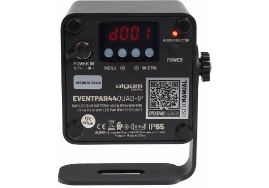 ALGAM LIGHTING PAR sur batterie 4 LED 4W RGB+WW IR, DMX sans fil, IP65