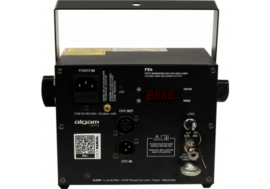 ALGAM LIGHTING Projecteur 4-en-1 PAR 4 LED 9x 3W + strob + laser RG