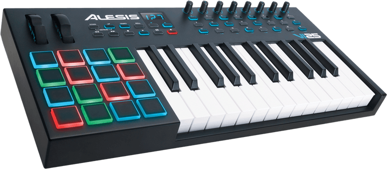 Clavier-Maître Usb Midi 25 Notes, 16 Pads, 8 Pot., 24 Boutons Assignables