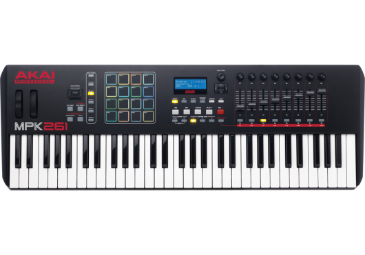 Clavier-maître USB Midi 61 notes, 16 pads, 8 pot./faders/boutons, écran