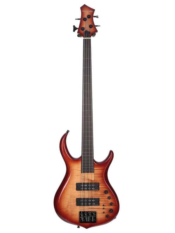 M7 Alder-4 Fl Brs Brown Sunburst Fretless