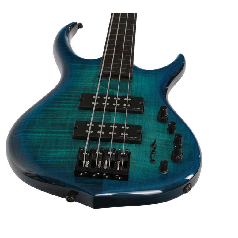 M7 Alder-4 Fl Tbl Transparent Blue Fretless