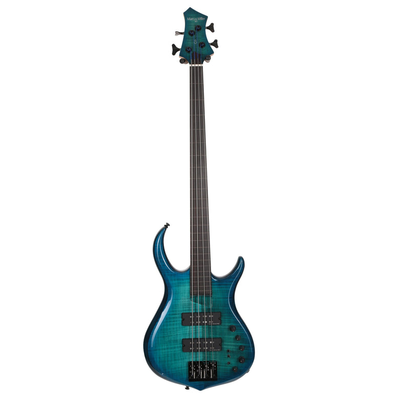 M7 Alder-4 Fl Tbl Transparent Blue Fretless