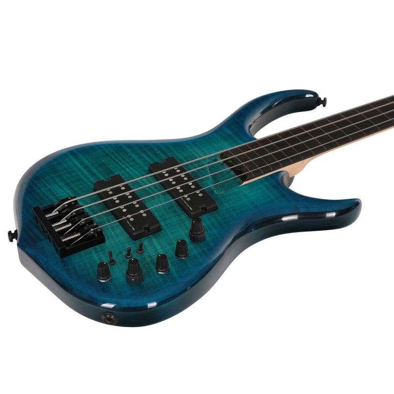 M7 Alder-4 Fl Tbl Transparent Blue Fretless
