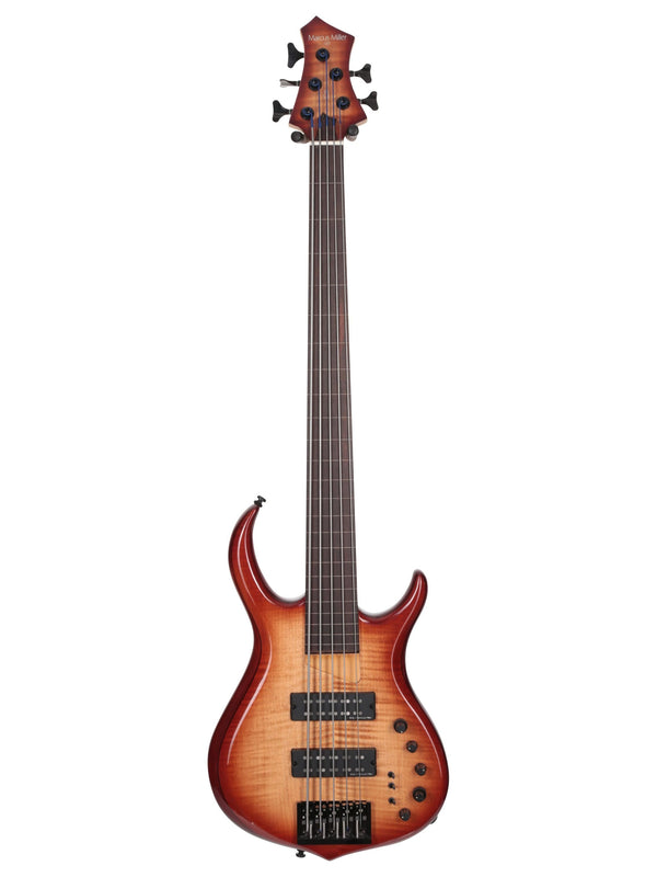 M7 Alder-5 Fl Brs Brown Sunburst Fretless