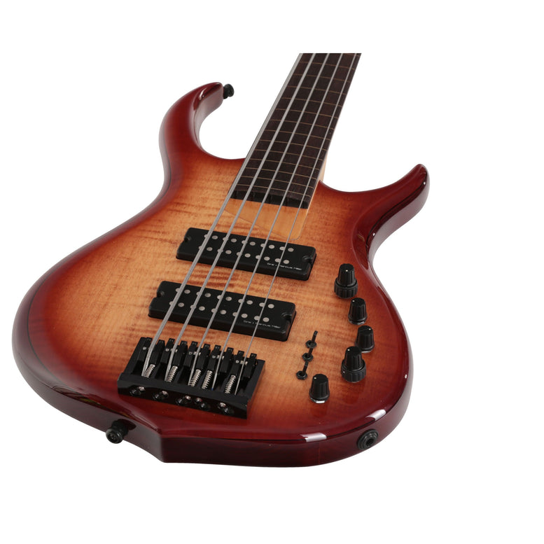 M7 Alder-5 Fl Brs Brown Sunburst Fretless