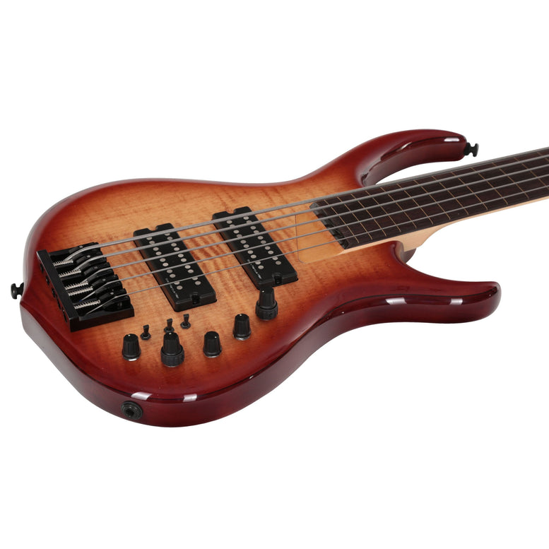 M7 Alder-5 Fl Brs Brown Sunburst Fretless