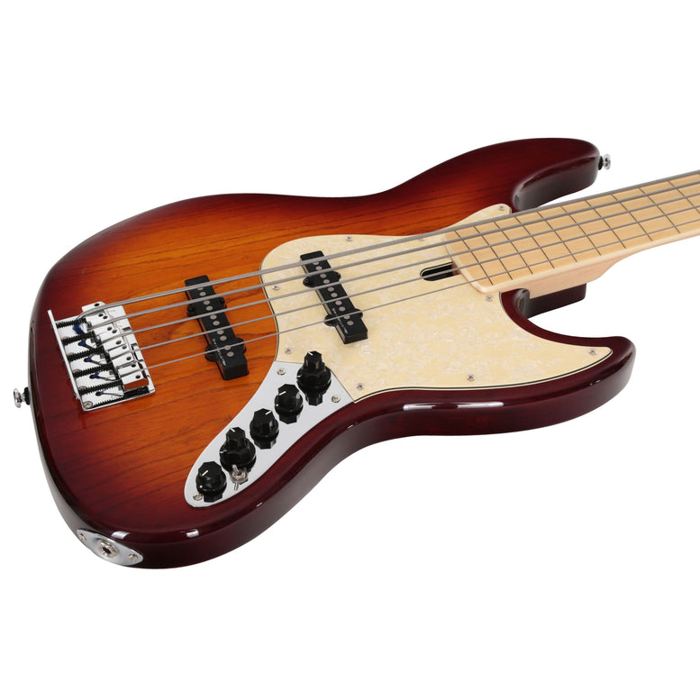 V7 Swamp Ash-5 Fl Ts Mn Tobacco Sunburstfretless