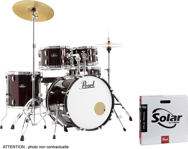 Batterie Roadshow 5F Fusion 20" + Pack Sabian Solar Red Wine
