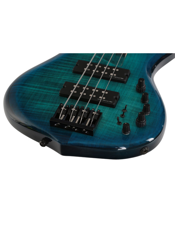 M7 Alder-4 Fl Tbl Transparent Blue Fretless