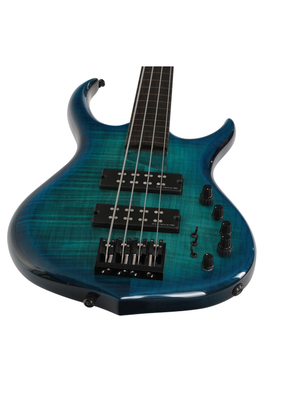 M7 Alder-4 Fl Tbl Transparent Blue Fretless