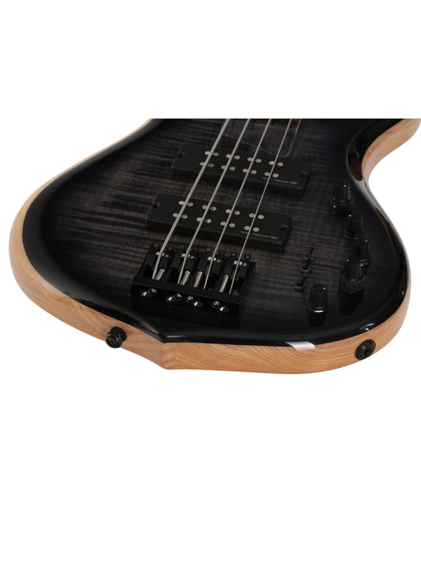M7 Swamp Ash-4 Fl Tbk Transparent Black Fretless