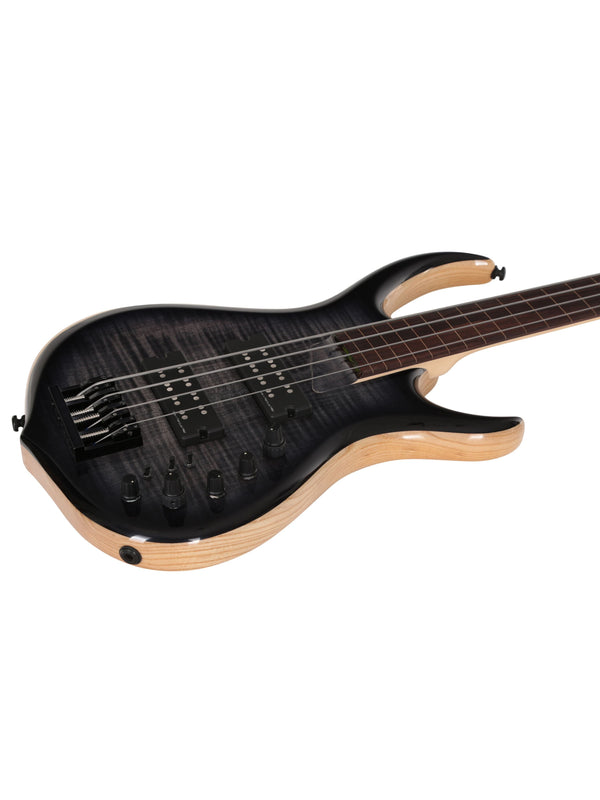 M7 Swamp Ash-4 Fl Tbk Transparent Black Fretless