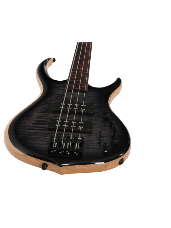 M7 Swamp Ash-4 Fl Tbk Transparent Black Fretless