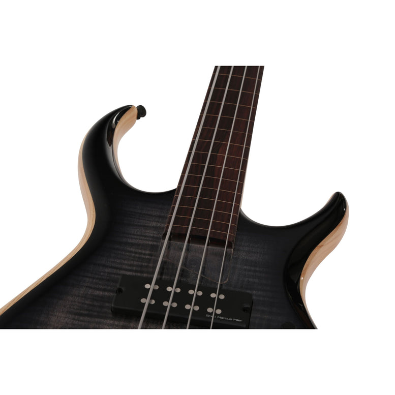 M7 Swamp Ash-4 Fl Tbk Transparent Black Fretless